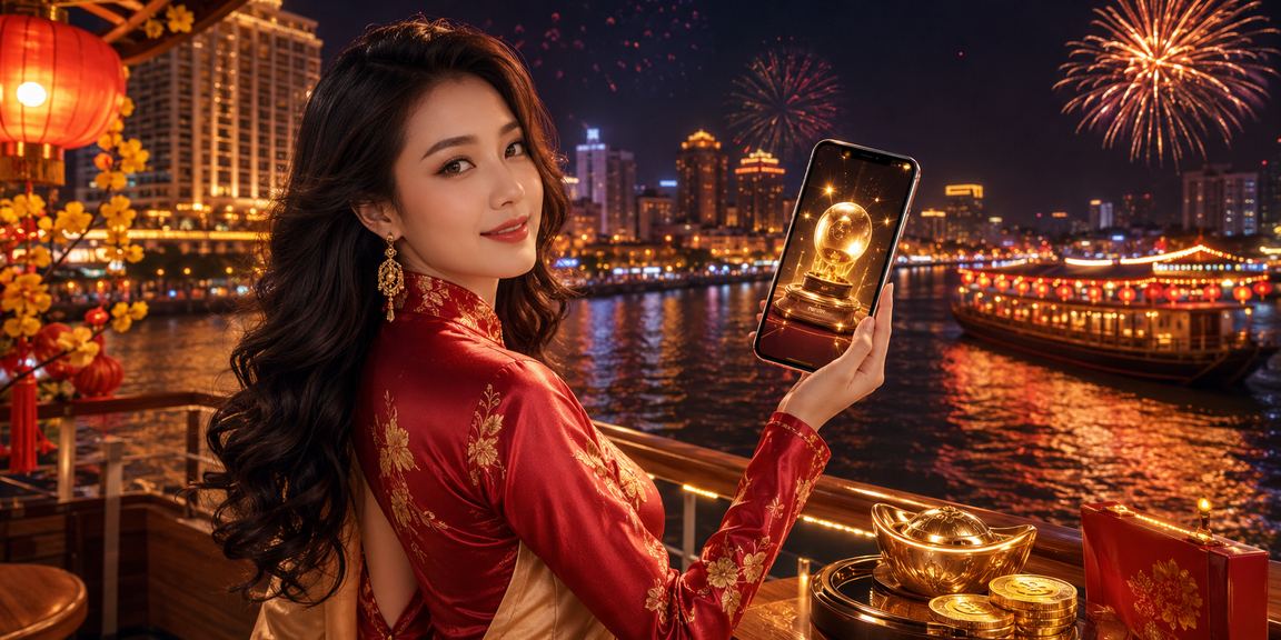 Người dùng tại vùng Mekong sử dụng điện thoại chơi casino trực tuyến với trang phục áo dài