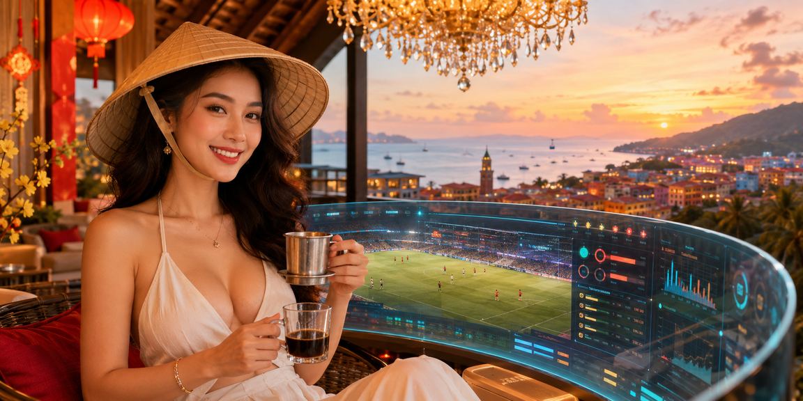 Người đội nón lá tại Phú Quốc kiểm tra tài khoản cá cược trên điện thoại
